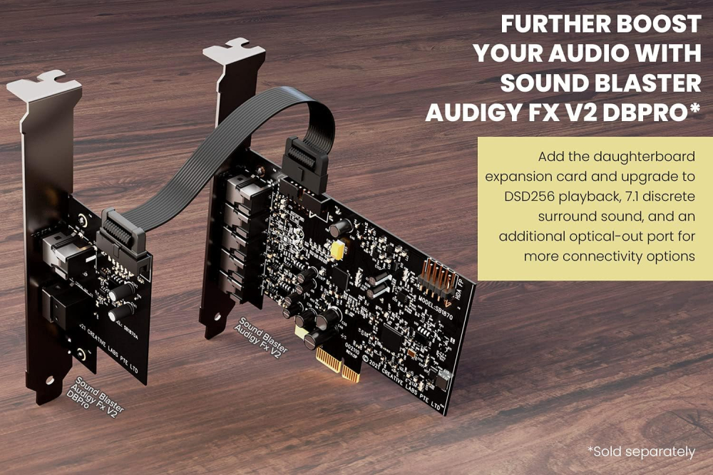 Tarjeta de Sonido PCIe Creative Sound Blaster Audigy Fx V2, Salidas 5.1 Canales, 120 dB (DAC), Impedancia: 32 - 600O