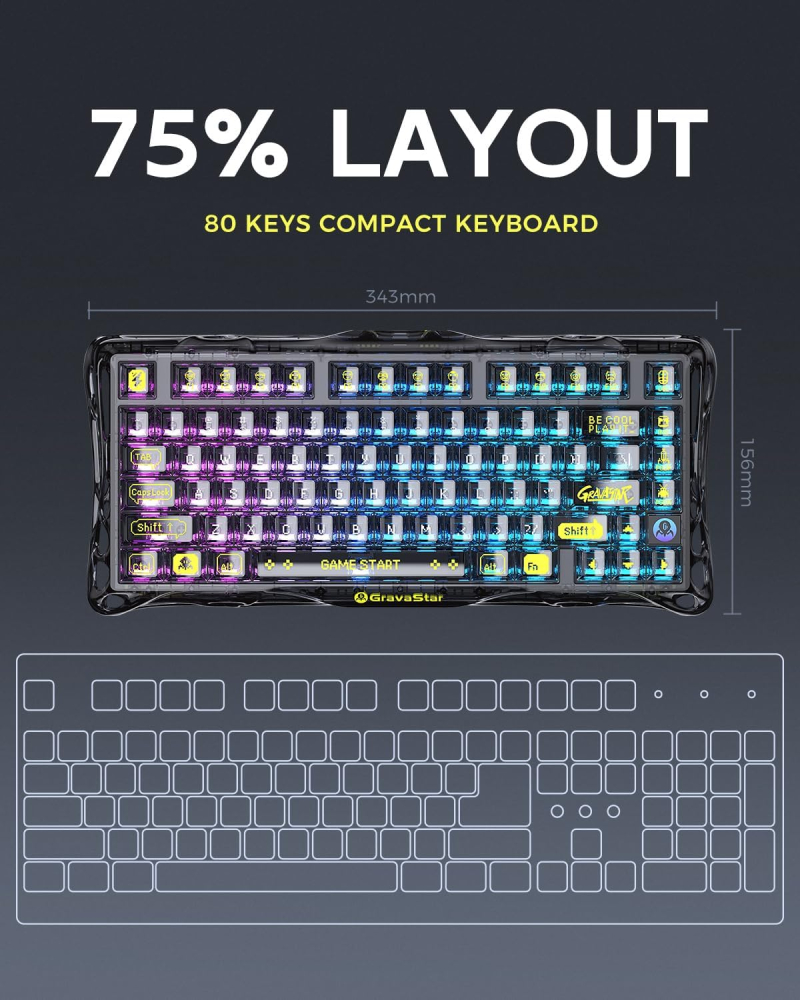 Teclado Gravastar K1 Lite Transparent B