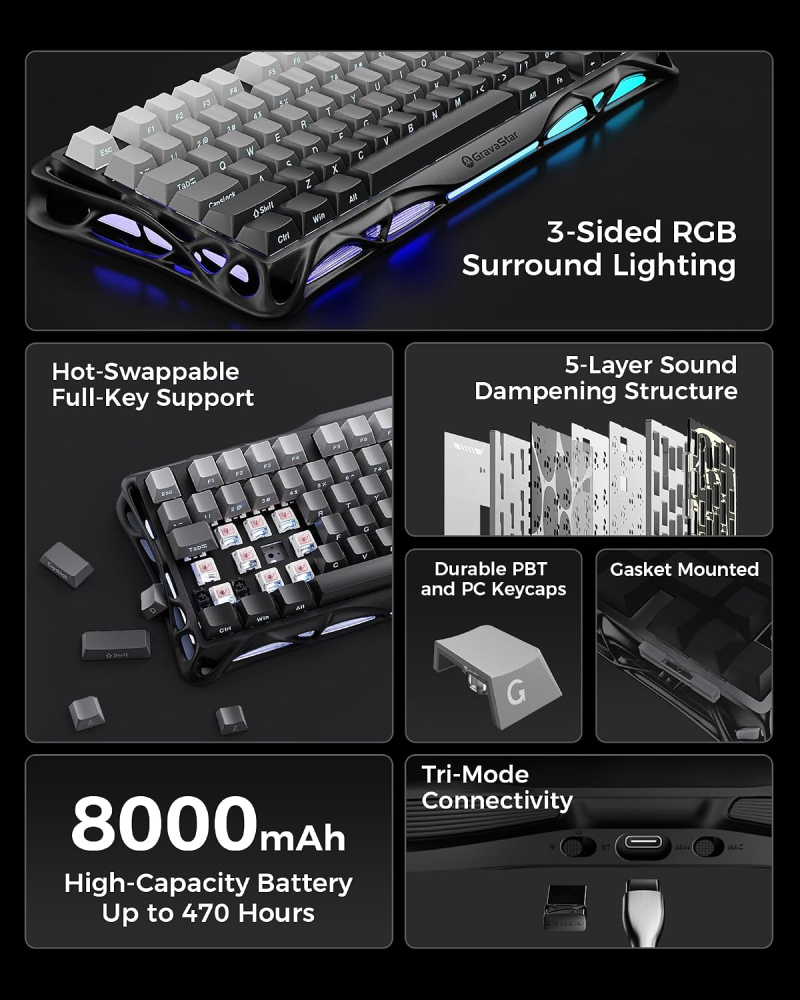 Teclado Gravastar K1 Gradient Black