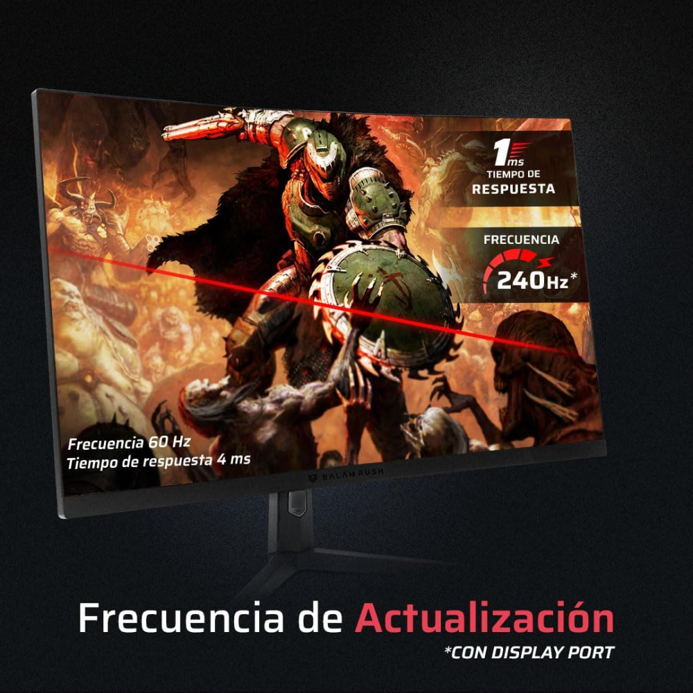 Monitor Curvo 27" 1920x1080 240Hz 1ms, Balam Rush Orbit MHO27Y, Panel VA, Adaptive Sync, 2DP 2 HDMI, VESA 75mm