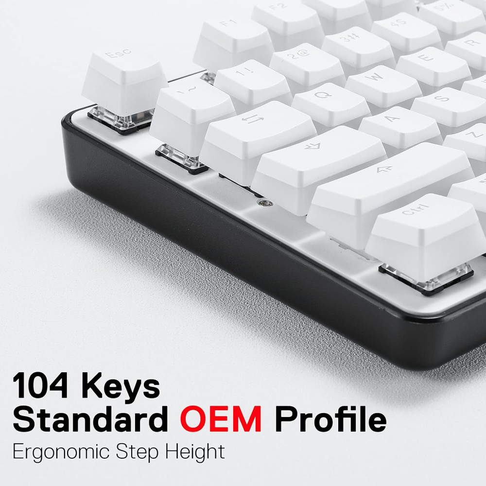 Set de 104 Keycaps RedDragon A130 PBT Blanco en Ingles