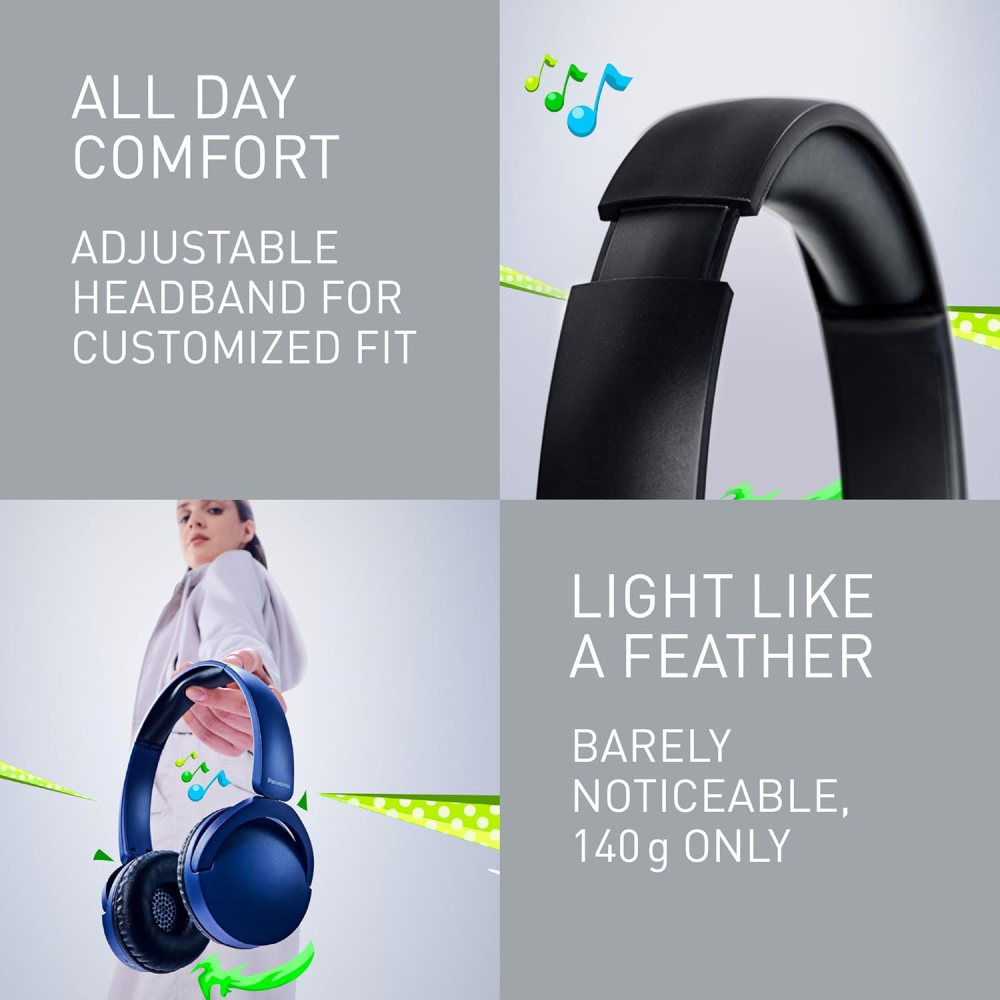 Diadema Inalámbrica Panasonic RB-HF630B, Bluethoot 5.3, Hasta 72Hrs, Color Negro