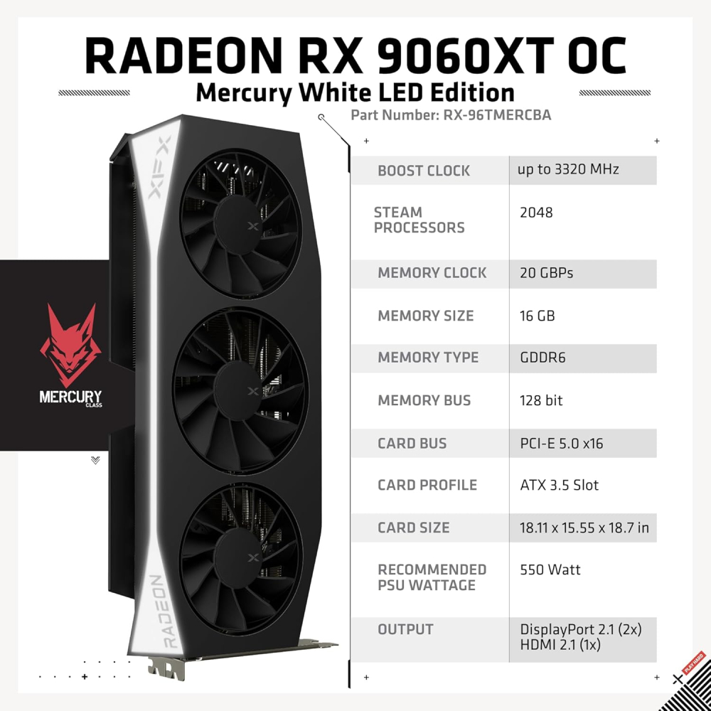 GPU RADEON RX9060XT XFX MERCURY 16GB
