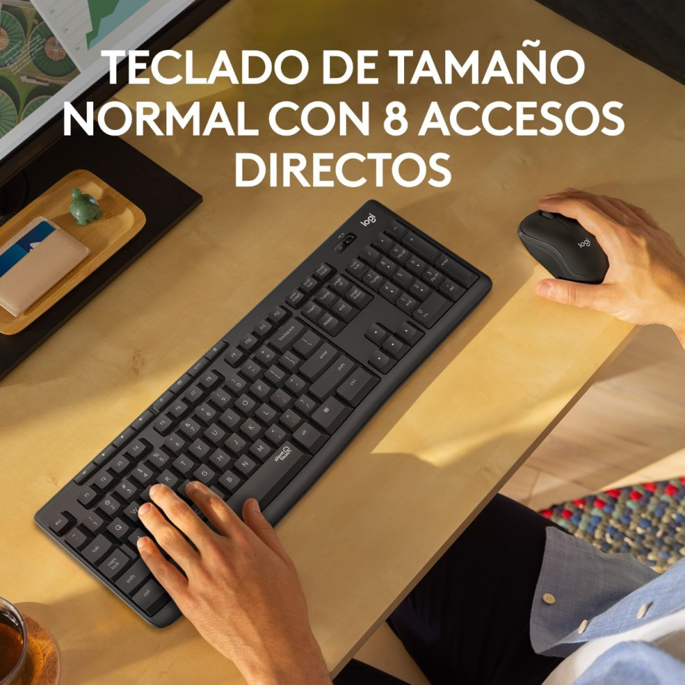 Kit de Teclado y Mouse Inalámbrico Logitech MK295 SILENT, RF, Color Negro, Español