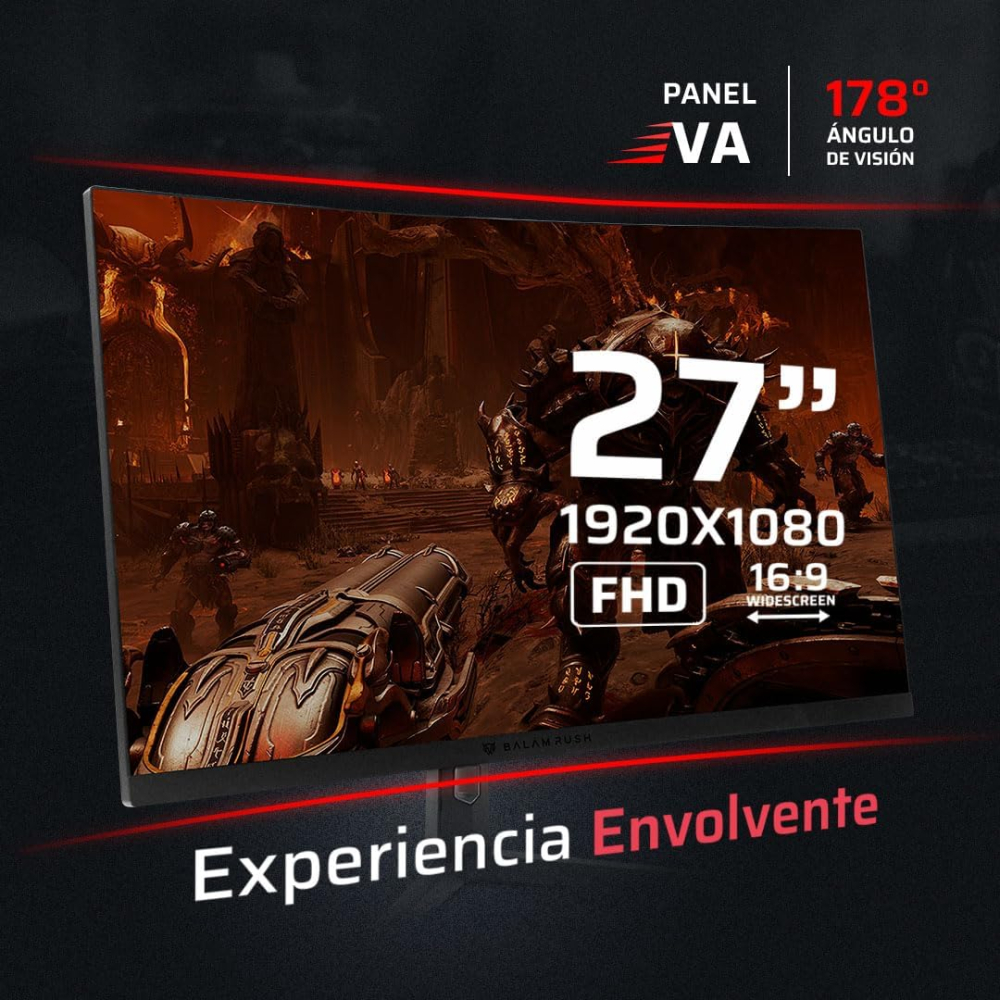 Monitor Curvo 27" 1920x1080 240Hz 1ms, Balam Rush Orbit MHO27Y, Panel VA, Adaptive Sync, 2DP 2 HDMI, VESA 75mm