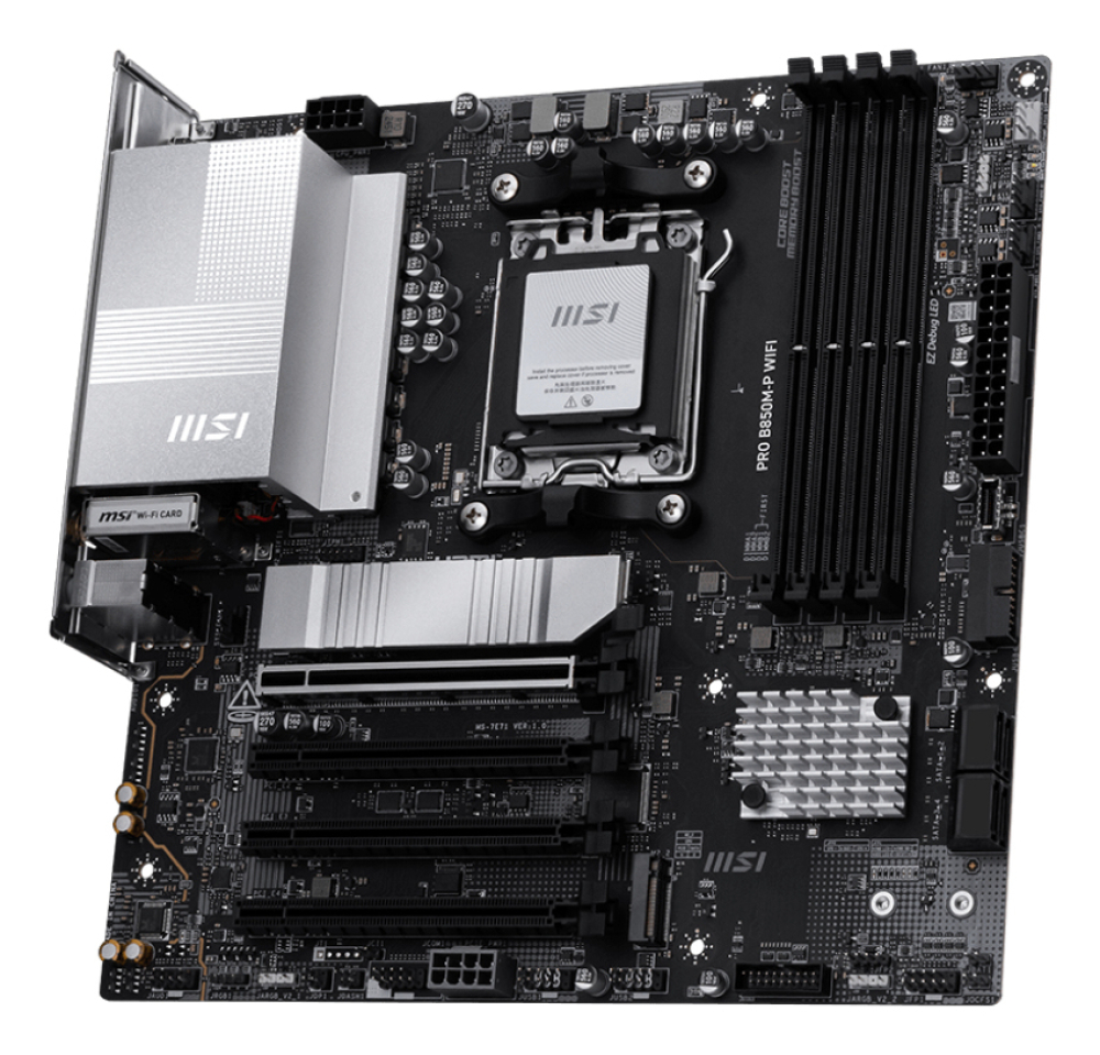 Motherboard AM5 Micro- ATX MSI PRO B850M-P WIFI, 256GB RAM DDR5 Max, 1 M.2 PCIe 5 + 1 M.2 PCIe 4, Wi-Fi 7 + BT 5.4