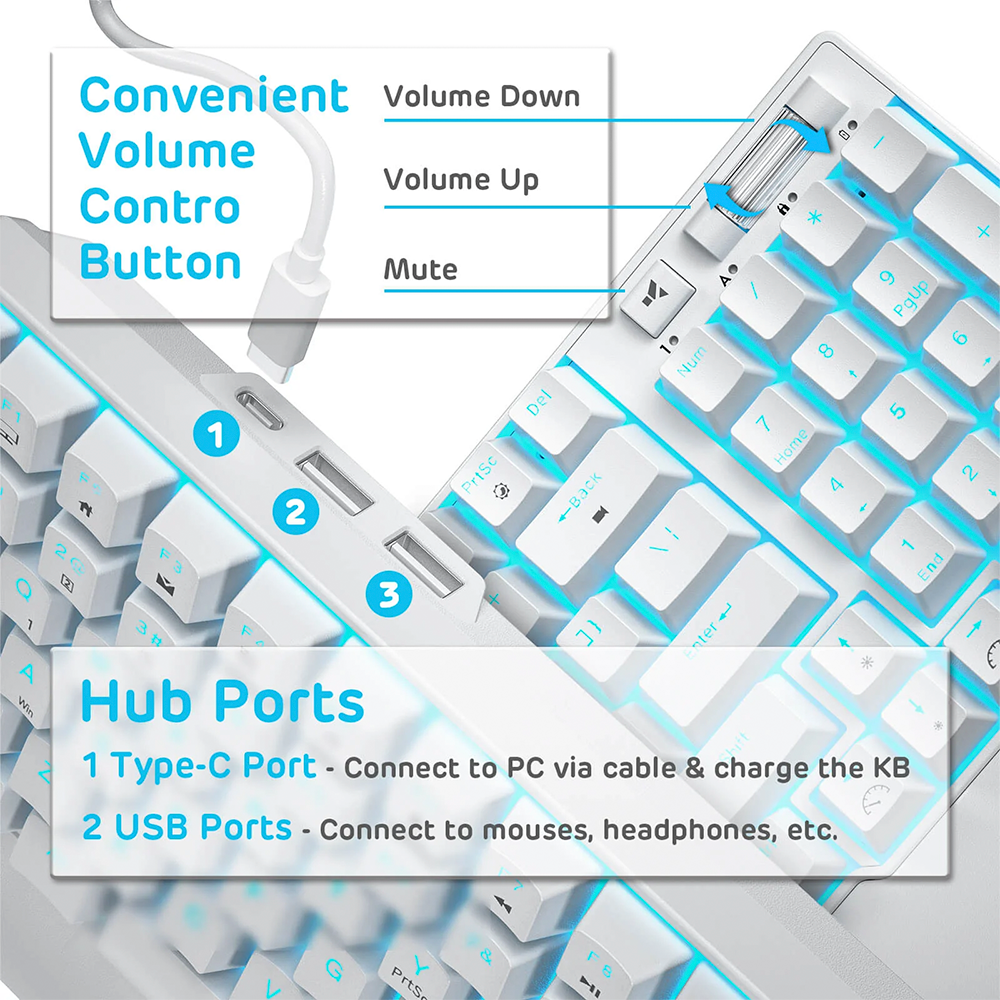 Teclado Royal Kludge RK96 Blanco
