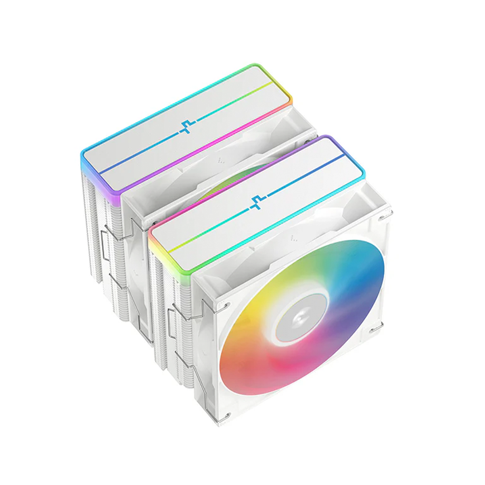 Disipador DeepCool AG620 BK ARGB V2, 2 Torres 2 Ventiladores 120mm, Color Blanco