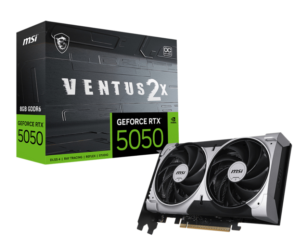 Tarjeta de Video NVIDIA RTX5050 MSI Ventus 2x, 8GB GDDR7, 3 DisplayPort + 1 HDMI, Min 550W
