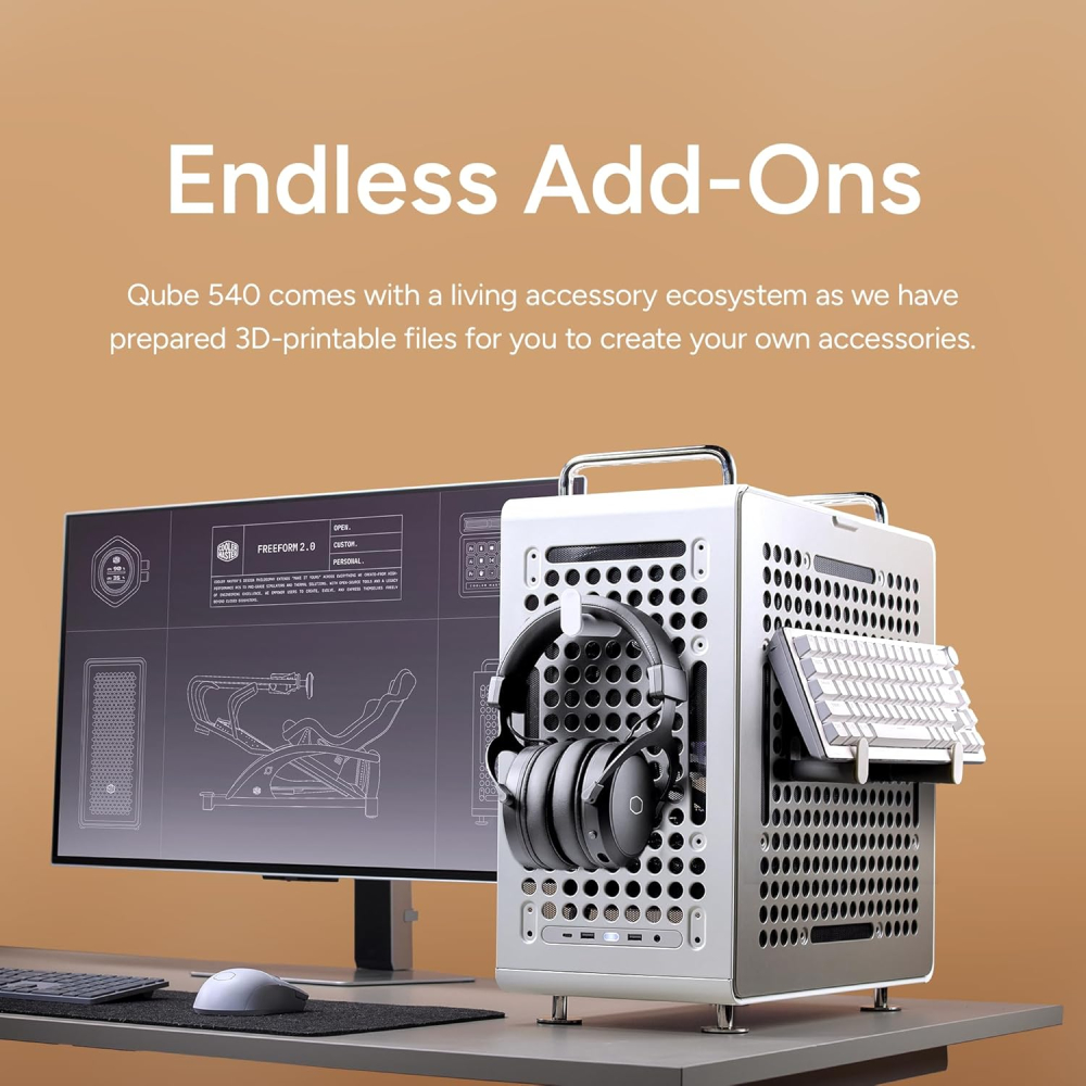 Gabinete ATX Cooler Master QUBE 540 Moonstone, Incluye 1 Ventilador 120mm, Radiador 360mm Max