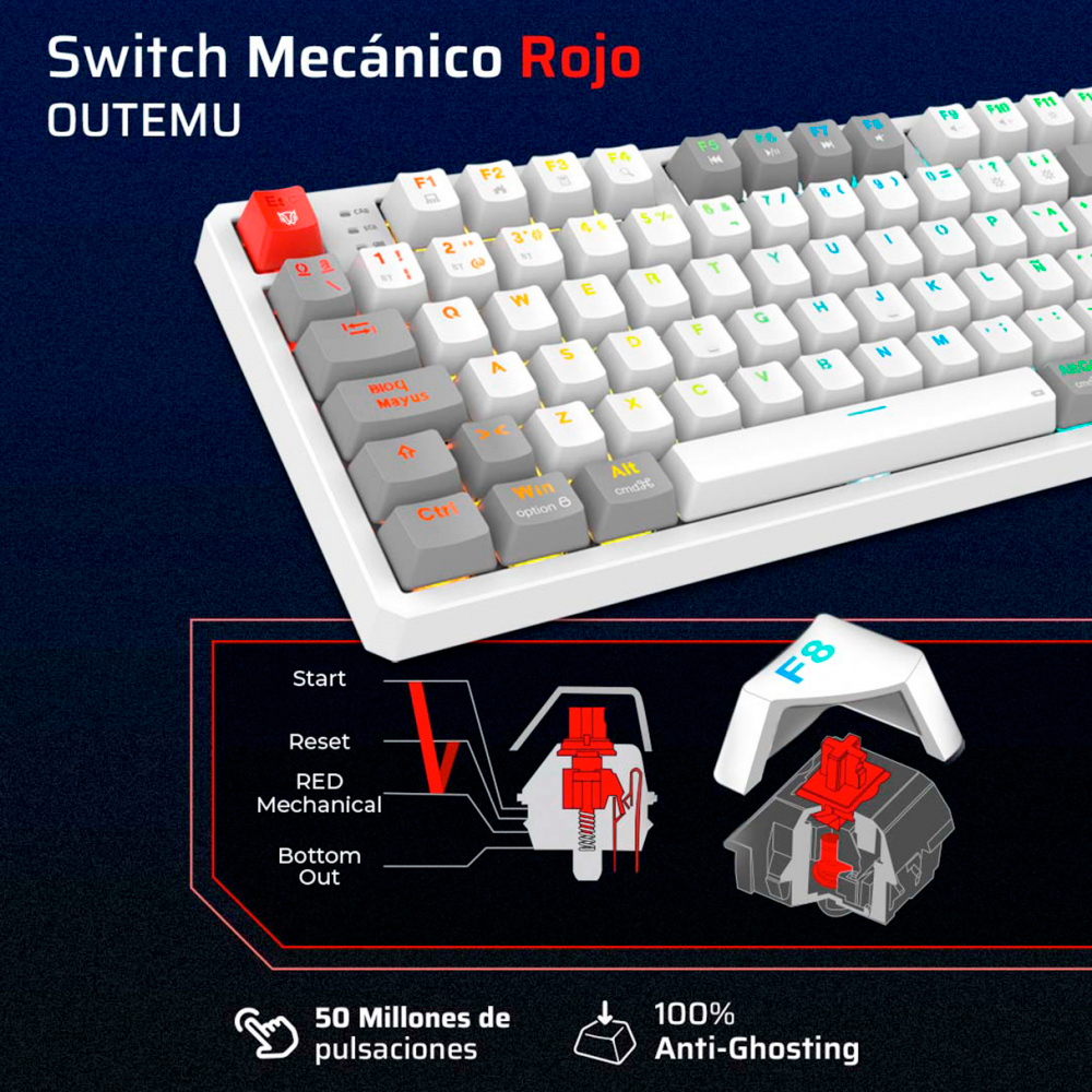 Teclado Balam Rush LEVEL PRO GK990 Blanc
