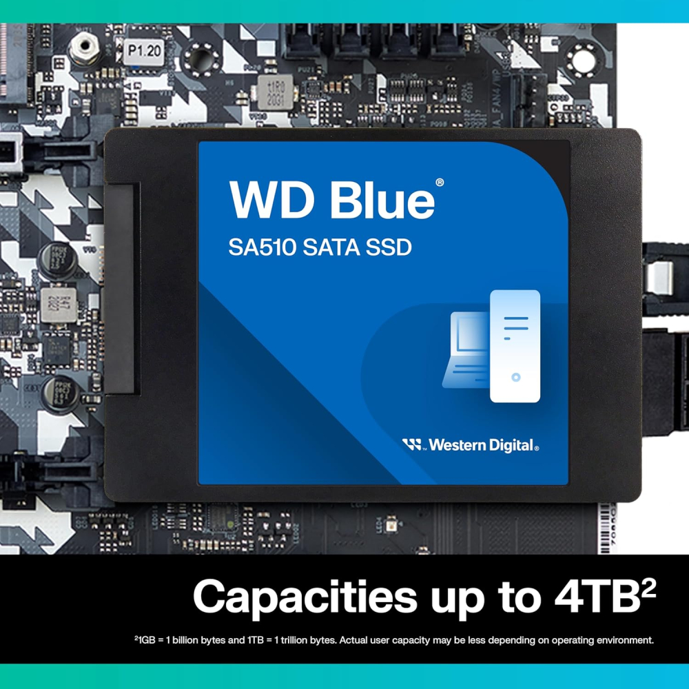 SSD 2.5" SATA 4TB Western Digital Blue SA510, Lectura 560MB/s Escritura 520MB/s. WDS400T3B0A