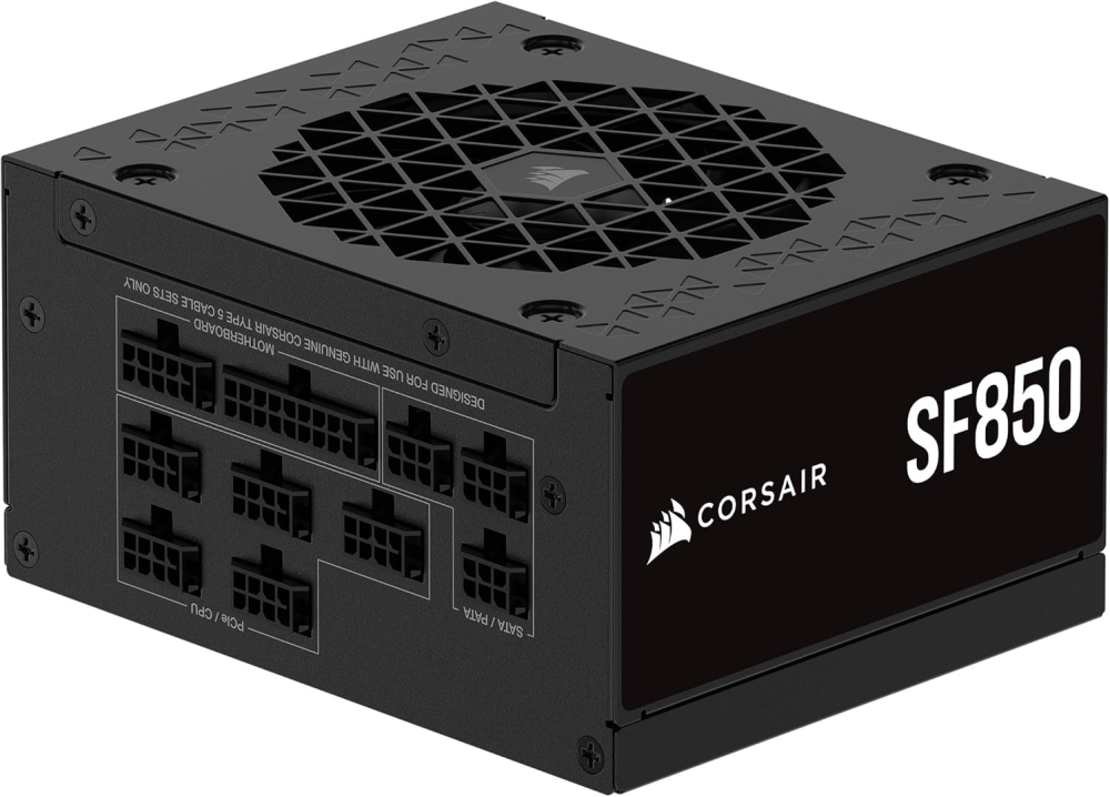 Fuente de Poder SFX 850W 80+ Platinum Corsair SF850. 1x 24pin, 2x 8pin CPU, 3x 8pin PCIE, 1x 12VHPWR, Color Negro