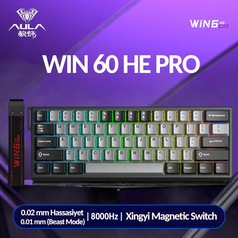 Teclado AULA WIN60 PRO Negro/Gris