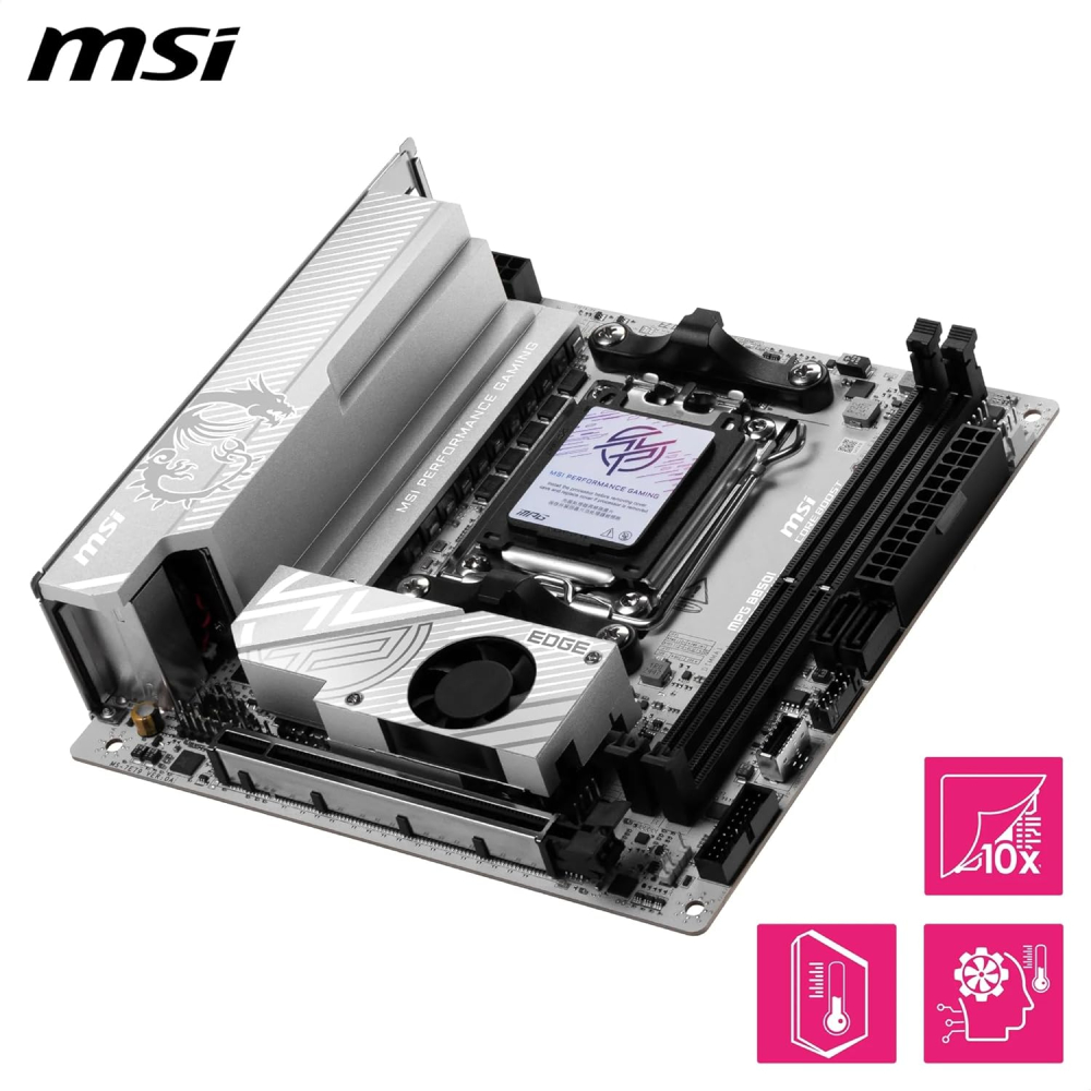 Motherboard AM5 Mini ITX MSI MPG B850I EDGE TI WIFI, 128GB RAM DDR5 Max, 1 M.2 PCIe 5 + 1 M.2 PCIe 4, Wi-Fi 7 + BT 5.4