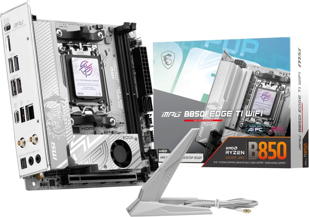 Motherboard AM5 Mini ITX MSI MPG B850I EDGE TI WIFI, 128GB RAM DDR5 Max, 1 M.2 PCIe 5 + 1 M.2 PCIe 4, Wi-Fi 7 + BT 5.4