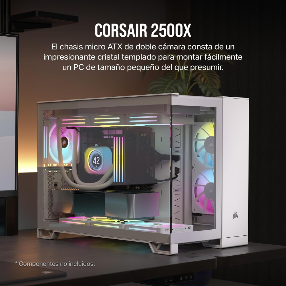 Gabinete Micro-ATX Corsair 2500X, Radiador 360mm Max, Color Blanco