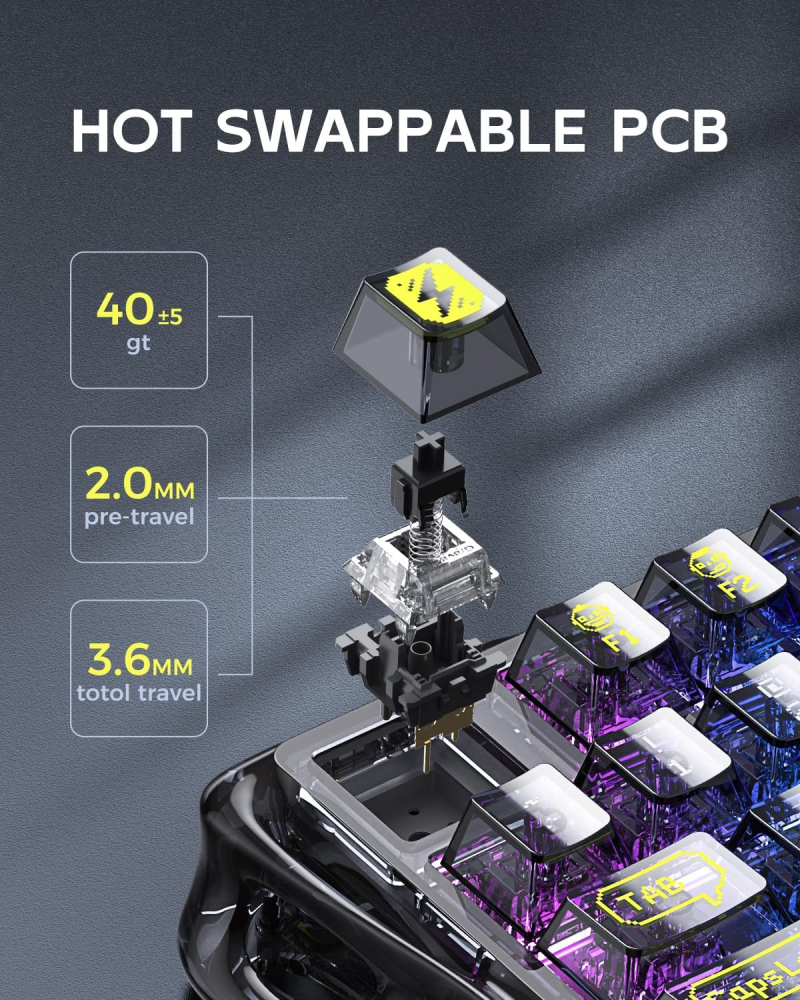 Teclado Gravastar K1 Lite Transparent B