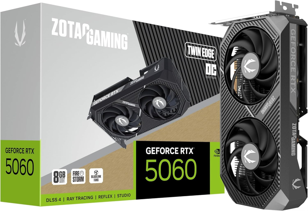 Tarjeta de Video NVIDIA RTX5060 Zotac Twin Edge, 8GB GDDR7, 3 DisplayPort + 1 HDMI, Min 550W