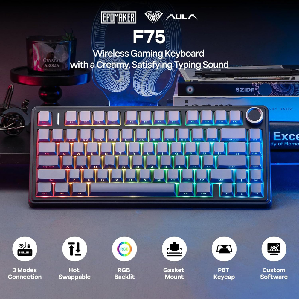 Teclado AULA F75 Wireless Negro Gradient