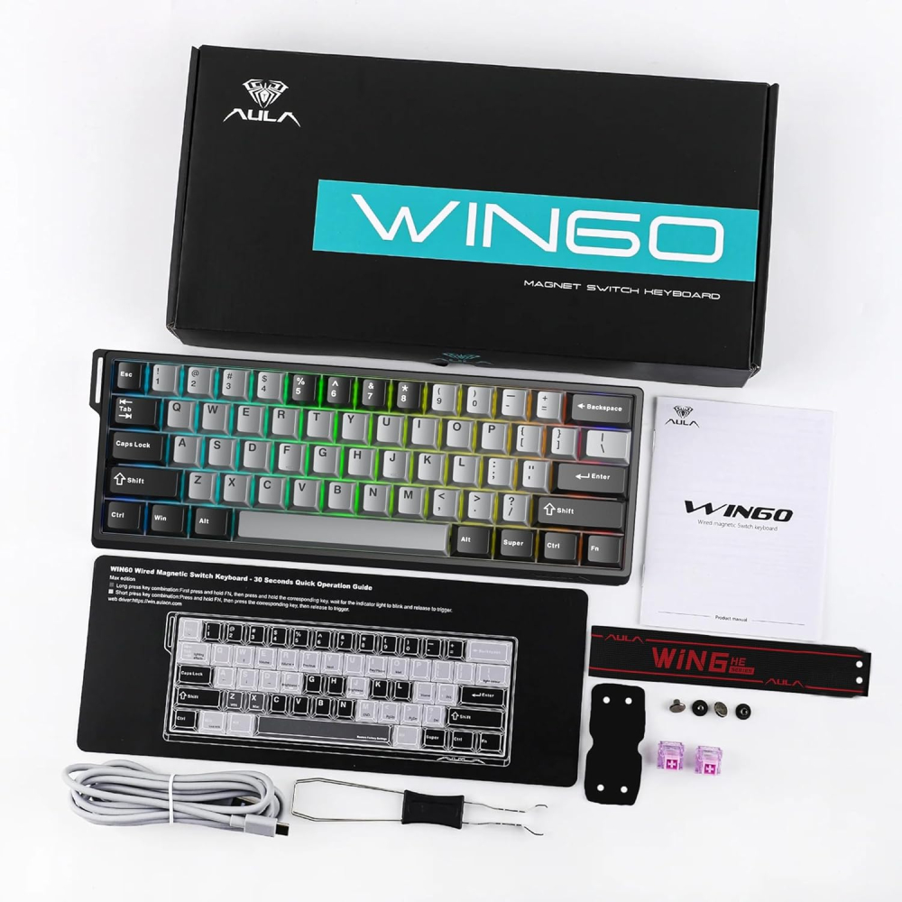 Teclado AULA WIN60 PRO Negro/Gris