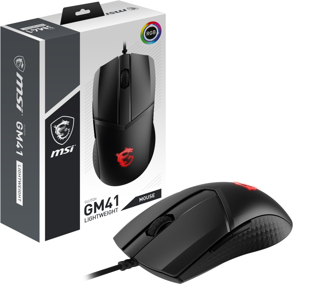 Mouse Alámbrico MSI Óptico Clutch GM41 Lightweight, 16.000dpi, RGB, Color Negro