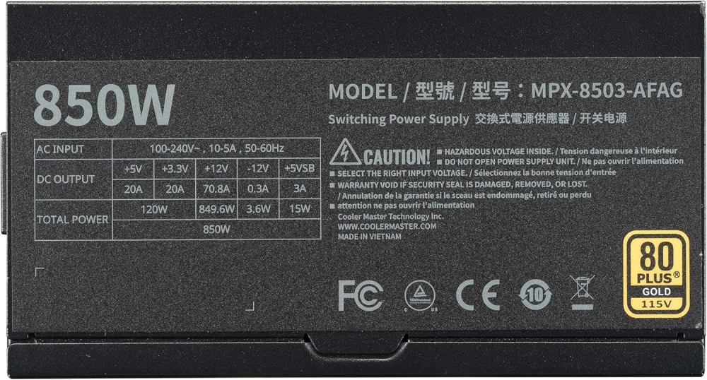 PSU Cooler Master MWE GOLD 850 V3 850W