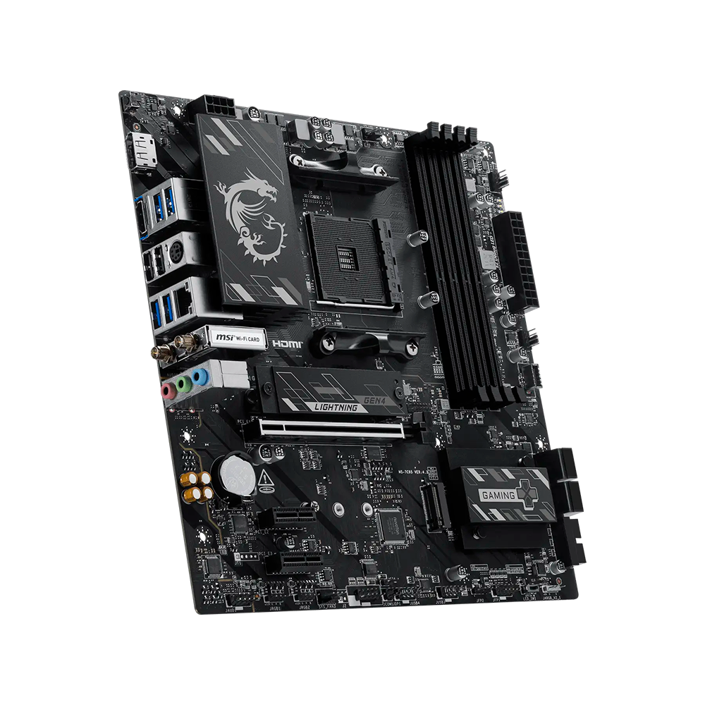 MotherBoard AM4 Micro-ATX MSI B550M GAMING PLUS WIFI6E, 128GB RAM DDR4 Max, 1 M.2 PCIe 4 + 1 PCIe 3, Wi-Fi 6E + BT 5.3 - imagen 3