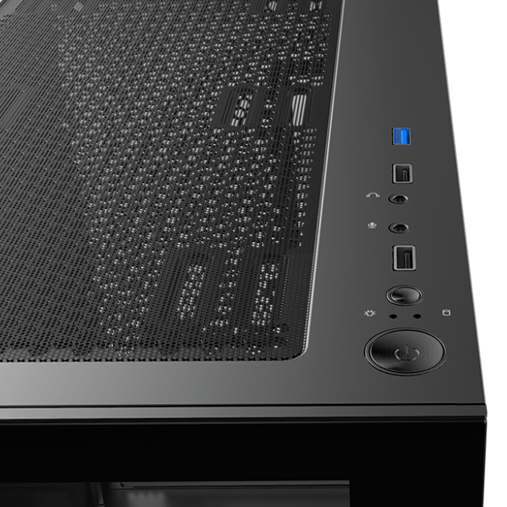 Gabinete Micro-ATX MSI PAG PANO M110A, Incluye 3 Fans 120mm RGB, Radiador 240mm Max,Color negro