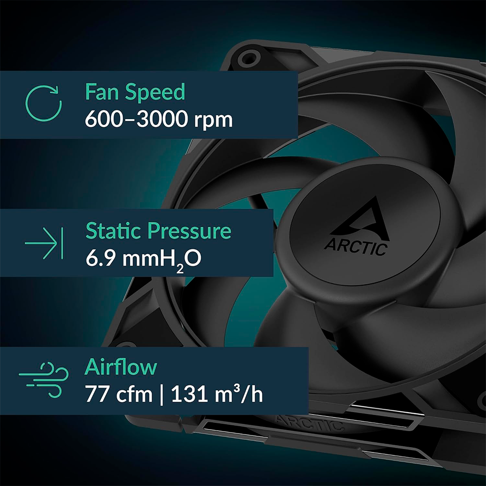 Ventilador 120mm Artic P12 Pro PST, Sistema en Cadena, Color Negro