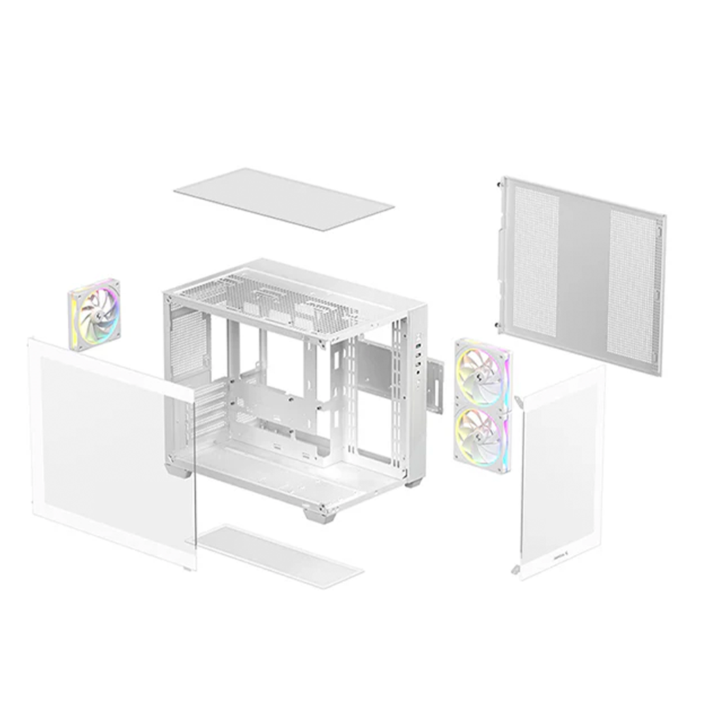 Gabinete Micro-ATX DeepCool CG330 3F WH, Incluye 3 Fans 120mm ARGB, Radiador 360mm Max, Color Blanco