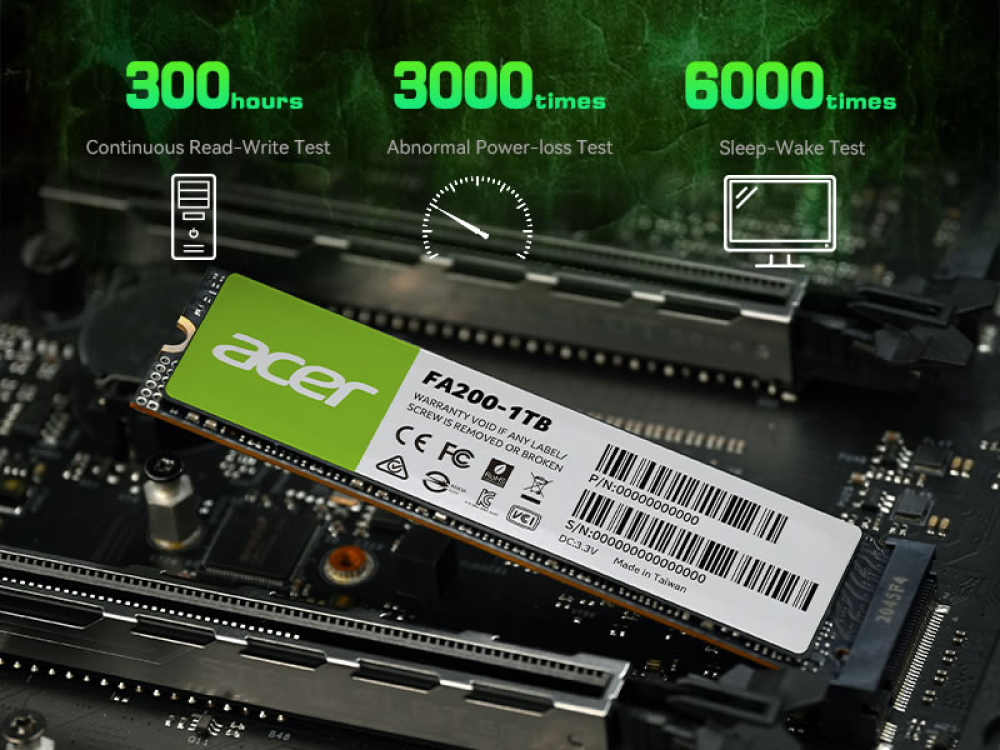 SSD M.2 NVMe PCIe 4 4TB Acer 4TB, Lectura 7100MB/s Escritura 6100MB/s. BL.9BWWA.150