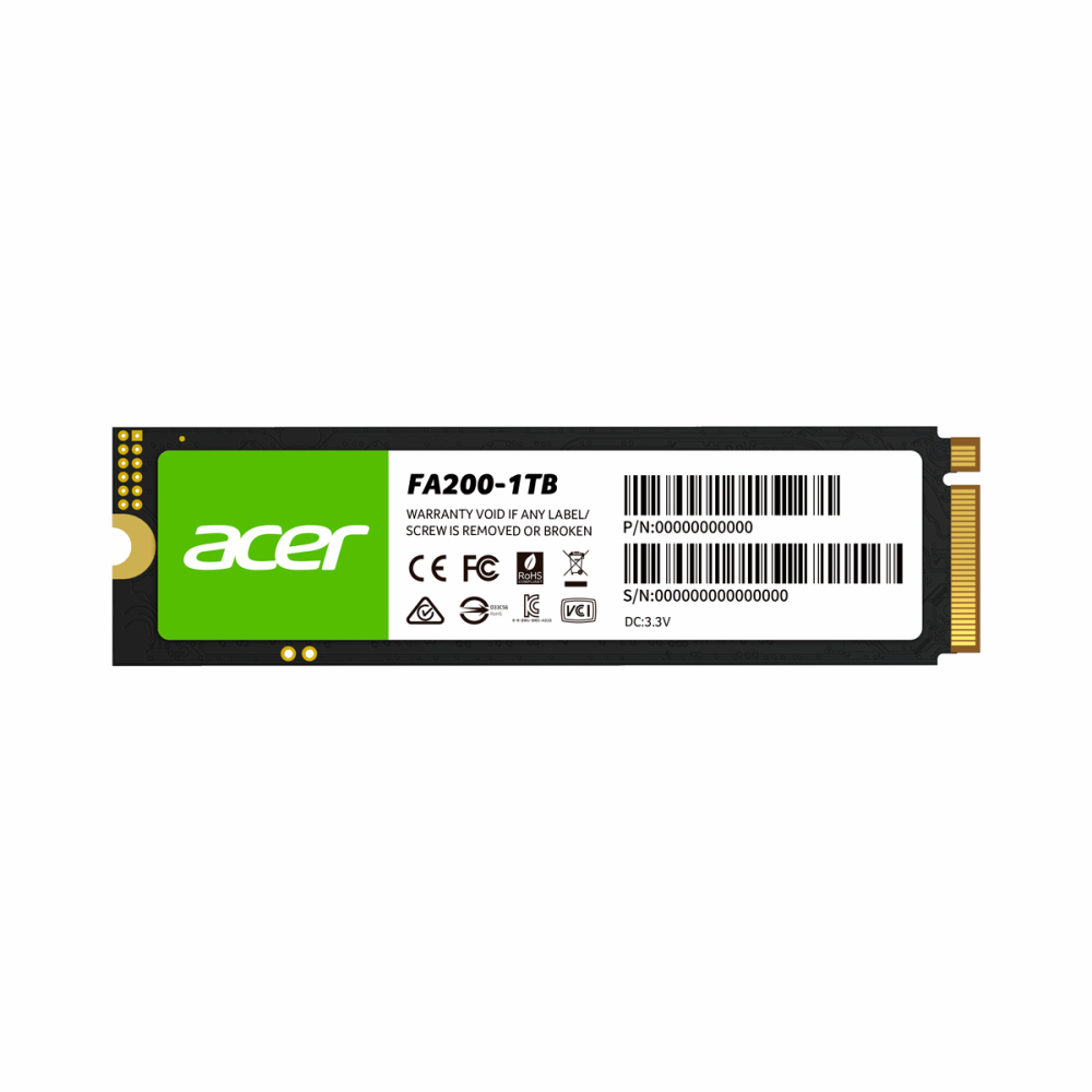 SSD M.2 NVMe PCIe 4 1TB Acer FA200, Lectura 7200MB/s Escritura 6200MB/s. BL.9BWWA.124
