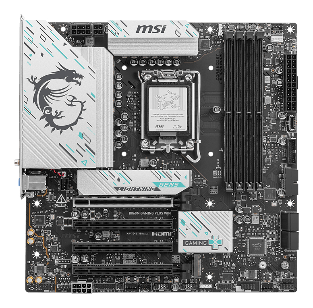 MotherBoard LGA1851 Micro-ATX MSI B860M GAMING PLUS WIFI, 256GB RAM DDR5 Max,1 M.2 PCIE 5 + 1 M.2 PCIE4,Wi-Fi 7 + BT 5.4