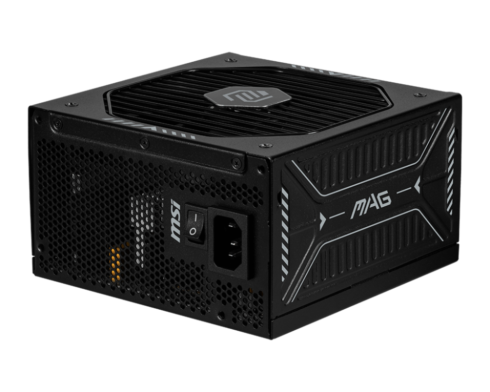 Fuente de Poder 850W 80+Gold MSI MAG A850GLS PCIE5 . 1x 24pin, 2x 8pin CPU, 4x 8pin PCIE, 1x 12VHPWR, Color Negro