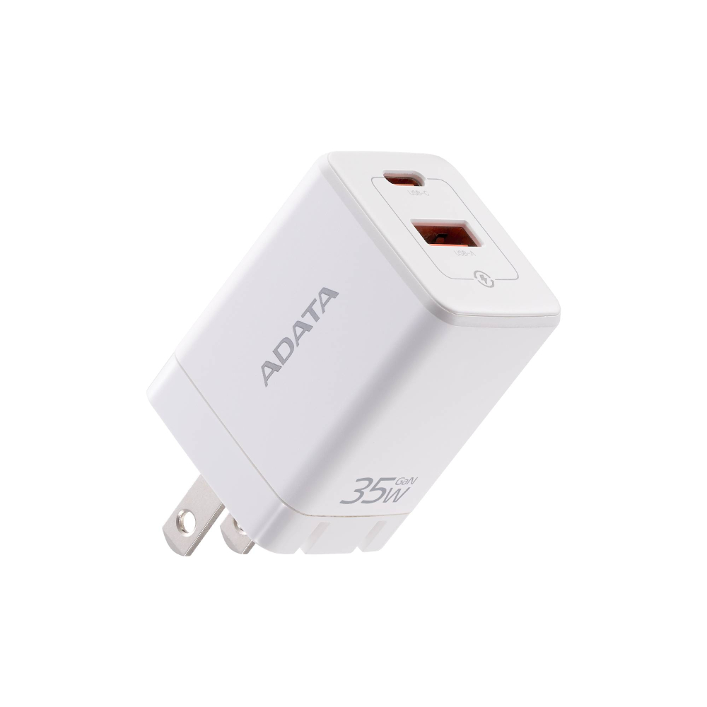 Cargador de pared Adata GaN 35W, Salida: 5V 3A, 9V 3A, 12V 2.5A, 15V 2.33A, 20V 1.75A, Color Blanco