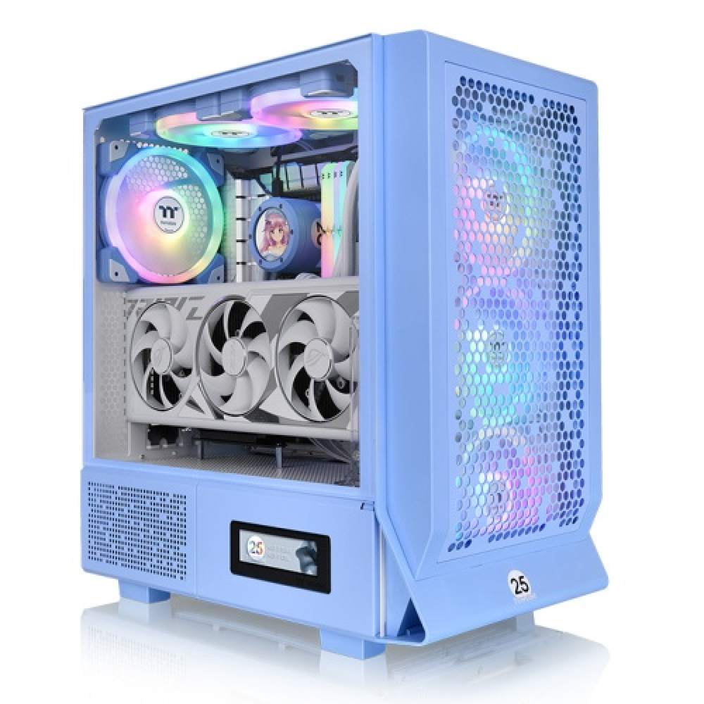 Gabinete E-ATX ThermalTake Ceres 330 TG ARGB,Incluye 2 Fans 140mm ARGB+1 Fan 120mm, Radiador 360mm Max,Color Azul