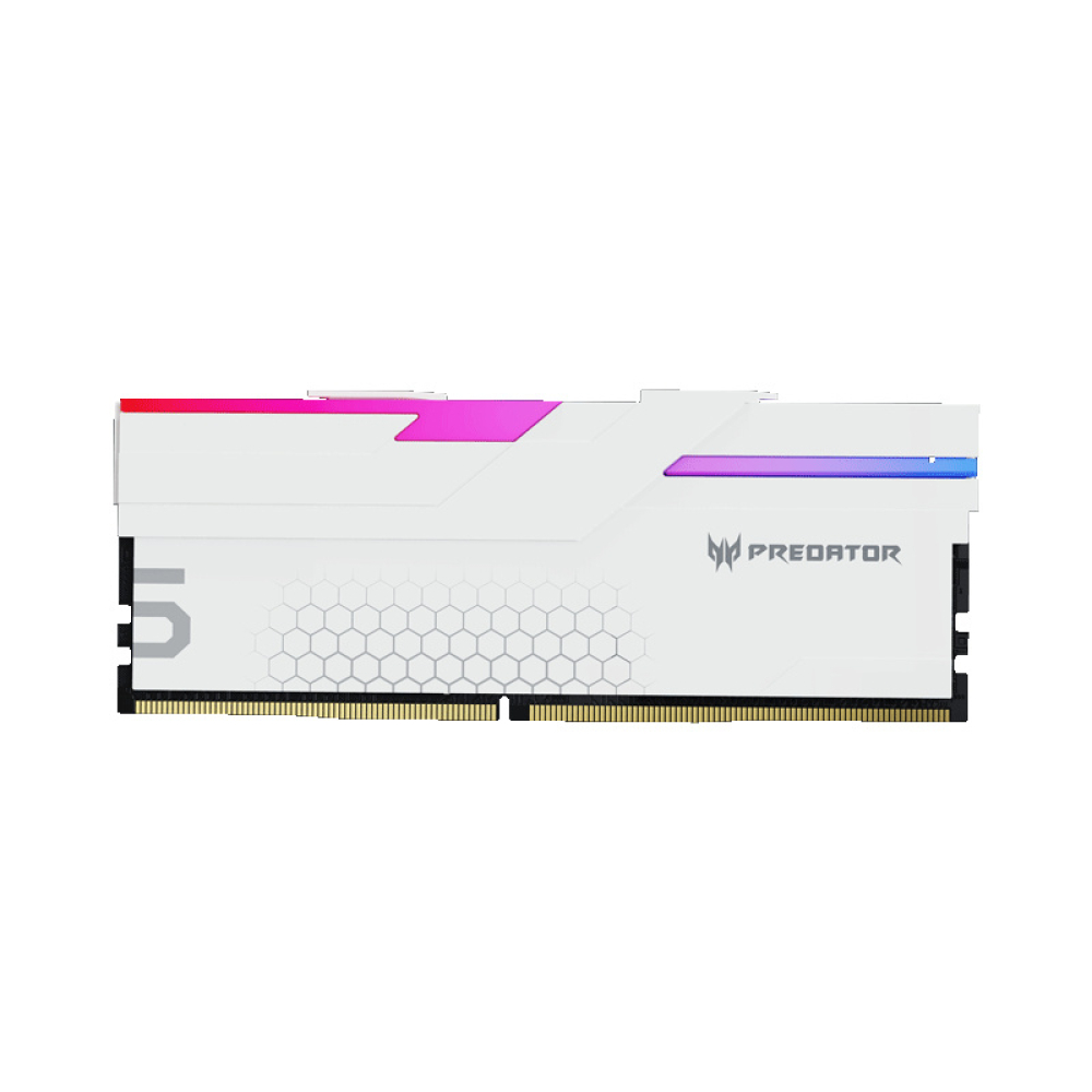 Kit de Memoria RAM DDR5 DIMM 32GB (2x16) 7200MHz CL34 Predator Hermes RGB, Color Blanco. BL.9BWWR.405