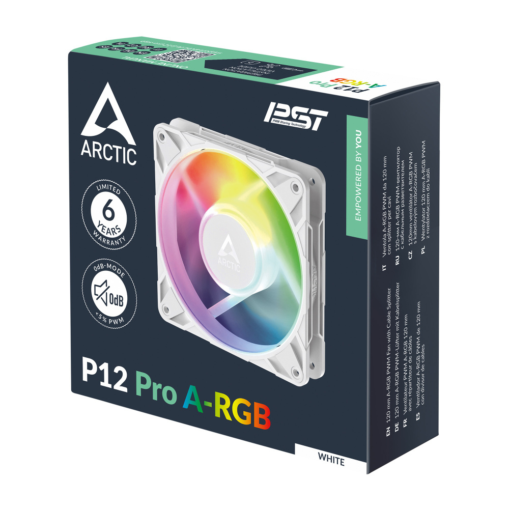 Ventilador 120mm Artic P12 Pro A-RGB, RGB, Sistema en Cadena, Color Blanco