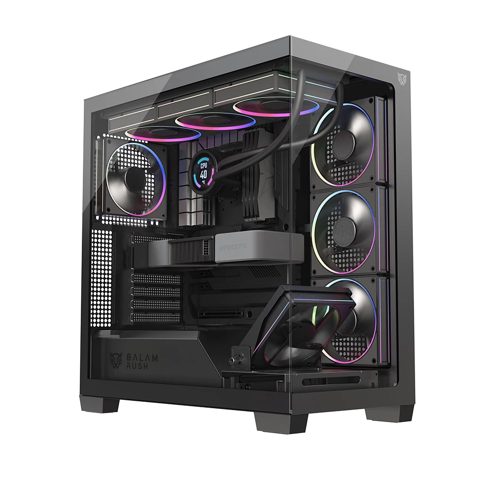 Gabinete ATX Balam Rush Tank Polar 7900, Incluye 5 Fans 120mm ARGB, Radiador 360mm Max, Color Negro