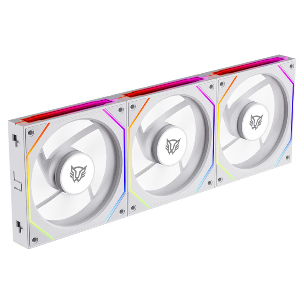 Kit de 3 Ventiladores 120mm Balam Rush EOLOX LINK EXL95, Sistema en Cadena, ARGB, Color Blanco