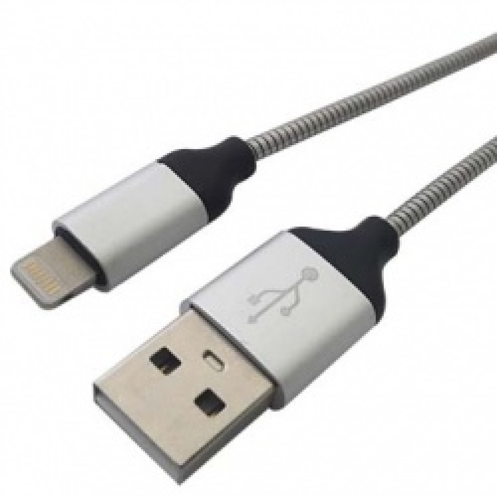 Cable de Carga Lightning Macho - USB 2.0 A Macho, 1 Metro, Plata, para iPod/iPhone/iPad