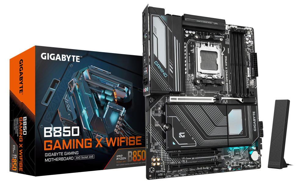 MotherBoard AM5 ATX Gigabyte B850 GAMING X WIFI6E, 256GB RAM DDR5 Max, 1 M.2 PCIE 5 + 2 M.2 PCIE 4, Wi-Fi 6E + BT 5.3