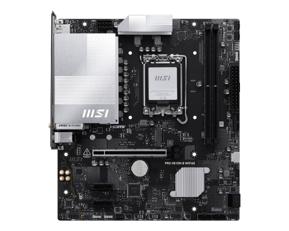 MotherBoard LGA1851 Micro-ATX MSI PRO H810M-B WIFI6E, 128GB RAM DDR5 Max, 1 M.2 PCIE 4, Wi-Fi 6E + BT 5.3