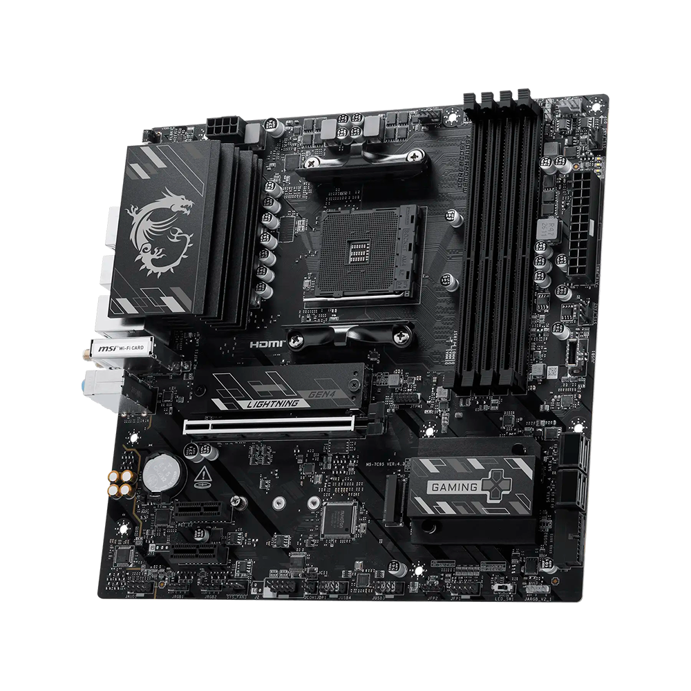 MotherBoard AM4 Micro-ATX MSI B550M GAMING PLUS WIFI6E, 128GB RAM DDR4 Max, 1 M.2 PCIe 4 + 1 PCIe 3, Wi-Fi 6E + BT 5.3 - imagen 2