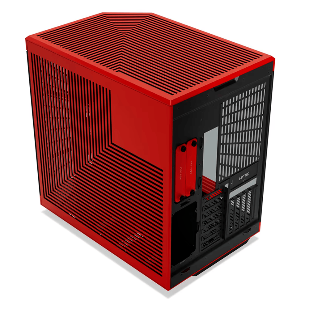 Gabinete E-ATX Hyte Y70 Touch Infinite, Incluye Riser para Grafica en Vertical, Radiador 360mm Max, Color Negro/Rojo