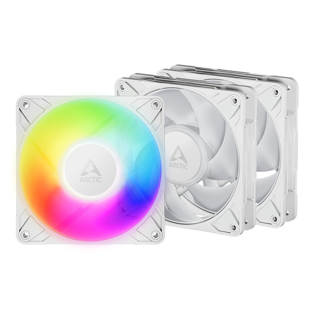 Kit de 3 Ventiladores 120mm Artic P12 Pro A-RGB, RGB, Sistema en Cadena, Color Blanco