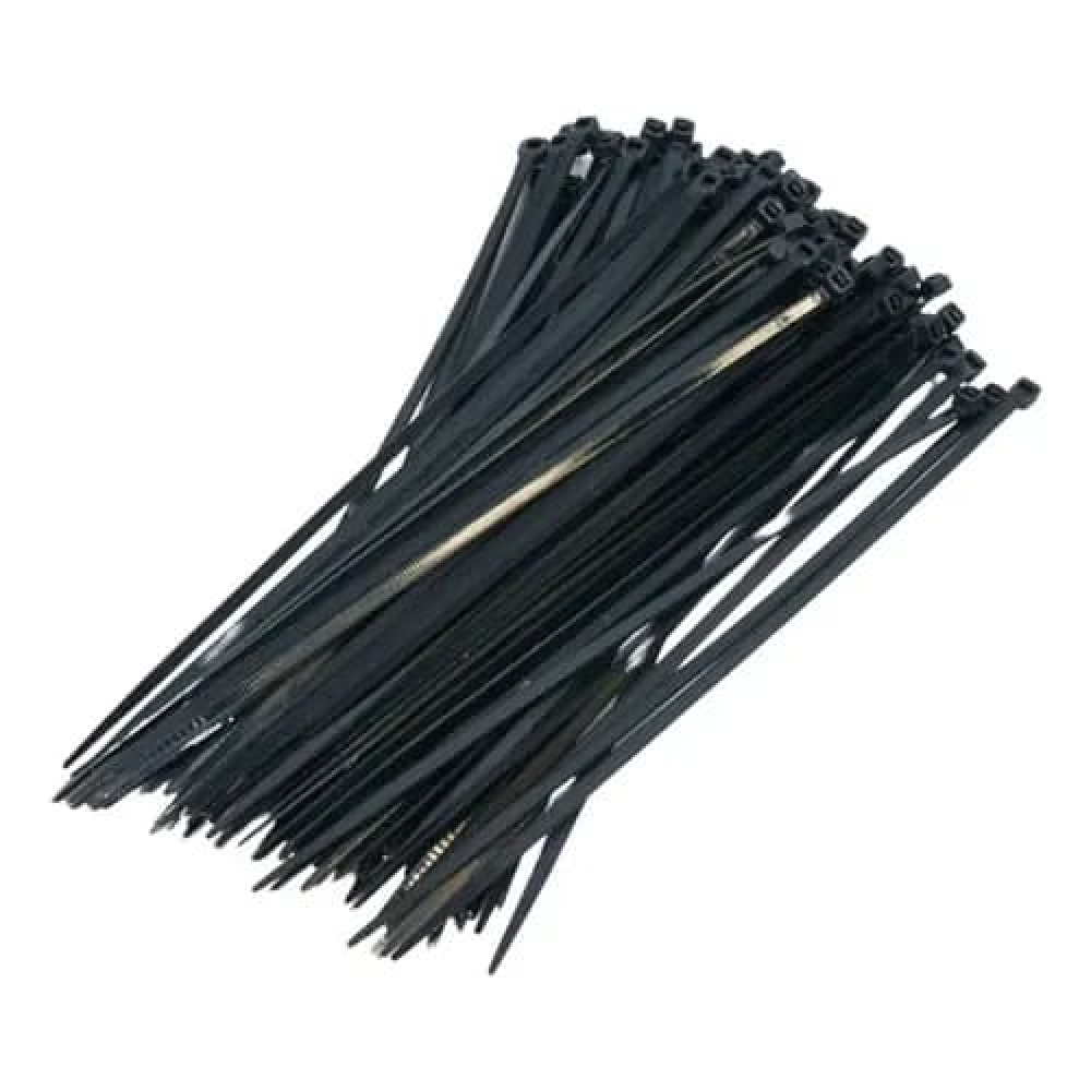 Bolsa de 100 Cinchos 28cm de Nylon Steren TY26NE, 28cm x 4.8mm, Color Negro