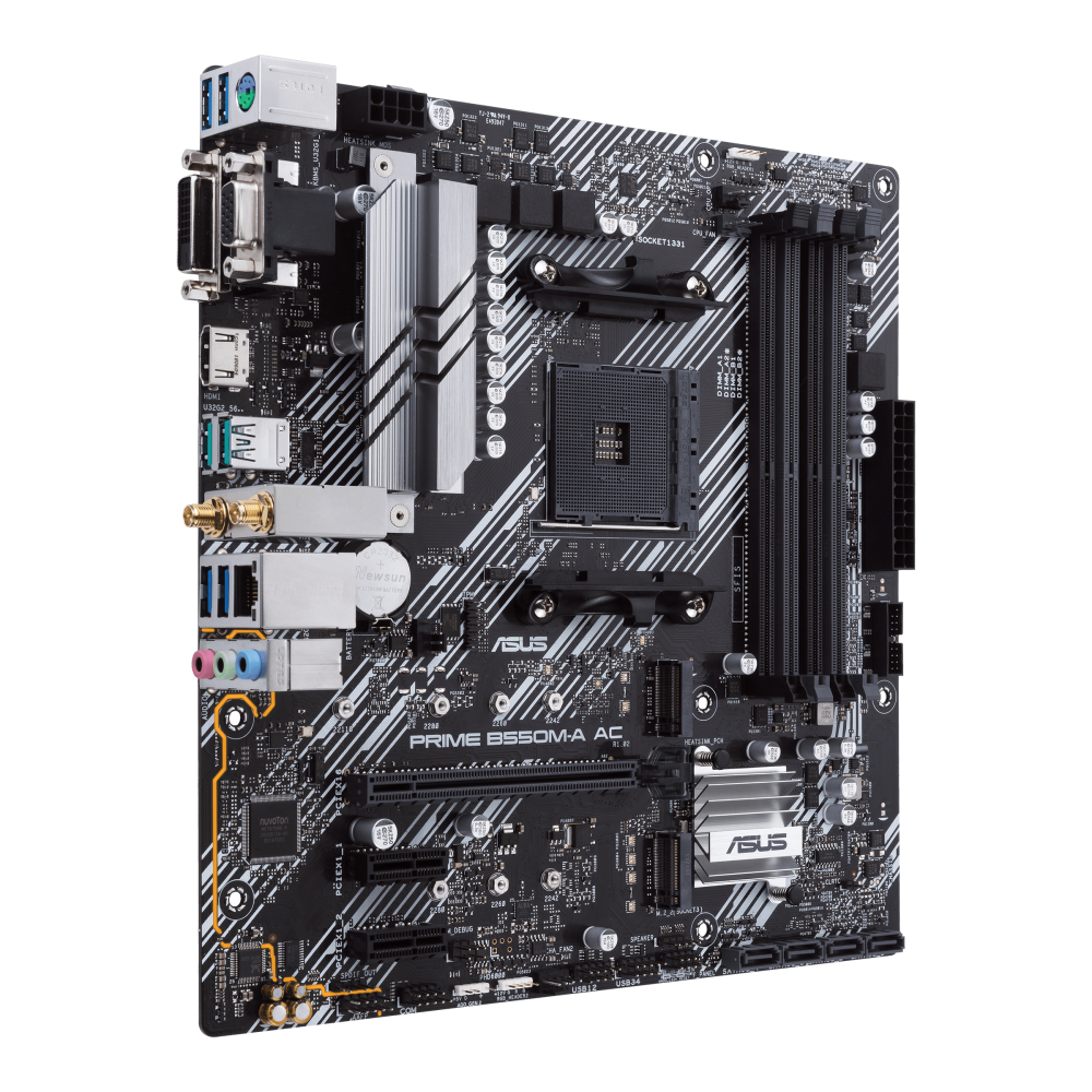 MotherBoard S-AM4 Micro-ATX ASUS PRIME B550M-A AC, 4 modulos DDR4, 1 M.2 PCIE 4 + 1 M.2 PCIE 3 + 4 SATA
