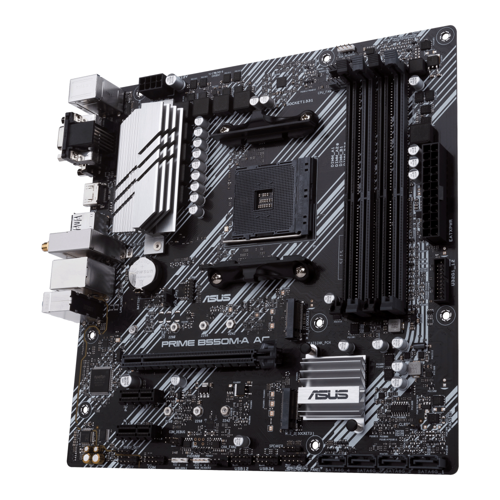 MotherBoard S-AM4 Micro-ATX ASUS PRIME B550M-A AC, 4 modulos DDR4, 1 M.2 PCIE 4 + 1 M.2 PCIE 3 + 4 SATA